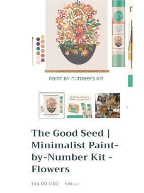 The Good Seed Co Paint By Number Kit w/ Magnetic Frame Floral DIY Art Craft New